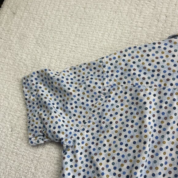 7 Downie St Mens Sz L Short Sleeve Button Up Shirt Multicolor Polka Dots AOP - Picture 12 of 14